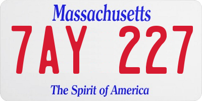 MA license plate 7AY227
