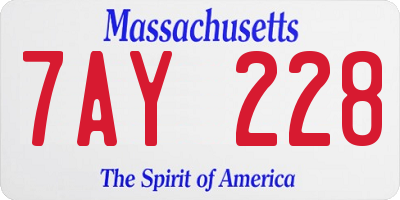 MA license plate 7AY228