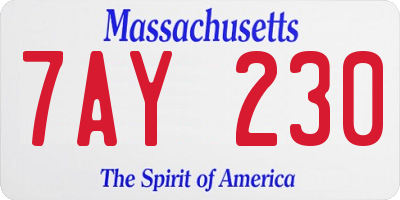 MA license plate 7AY230