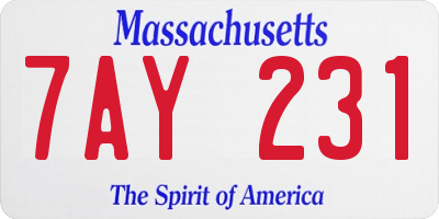 MA license plate 7AY231