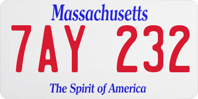MA license plate 7AY232
