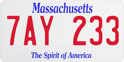 MA license plate 7AY233