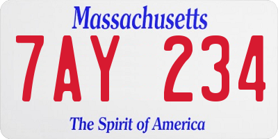 MA license plate 7AY234