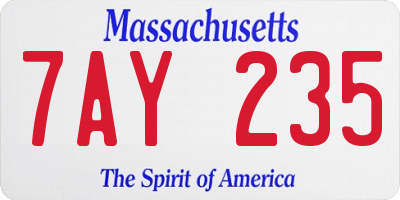 MA license plate 7AY235