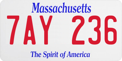 MA license plate 7AY236