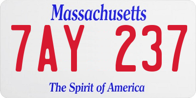 MA license plate 7AY237