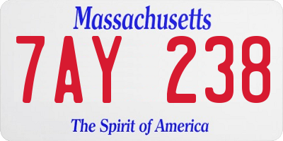 MA license plate 7AY238