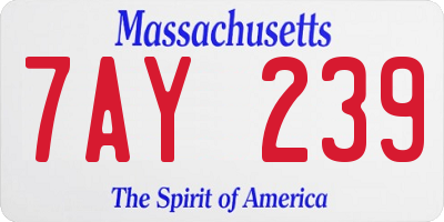 MA license plate 7AY239