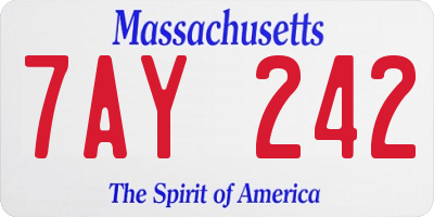 MA license plate 7AY242