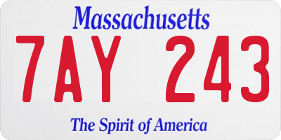MA license plate 7AY243
