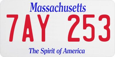 MA license plate 7AY253