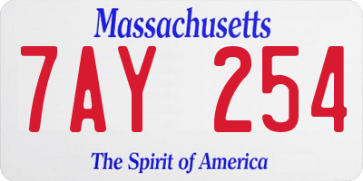MA license plate 7AY254