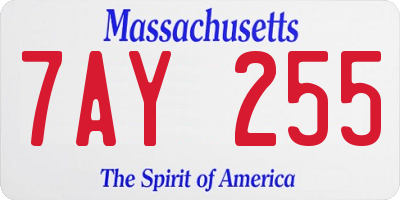 MA license plate 7AY255