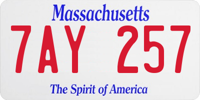 MA license plate 7AY257