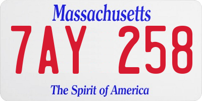 MA license plate 7AY258
