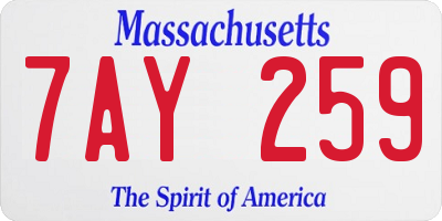 MA license plate 7AY259