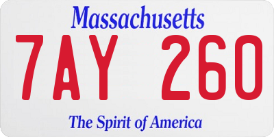 MA license plate 7AY260