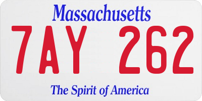 MA license plate 7AY262