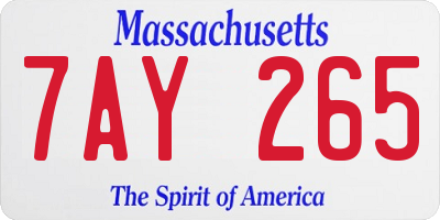 MA license plate 7AY265