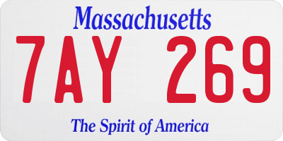 MA license plate 7AY269