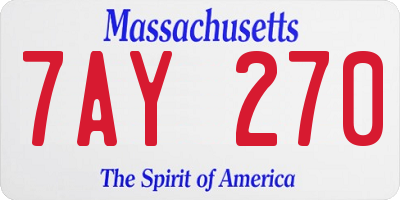 MA license plate 7AY270