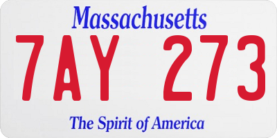MA license plate 7AY273