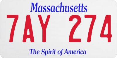 MA license plate 7AY274