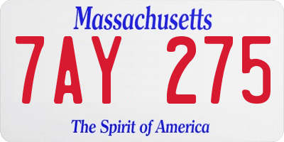 MA license plate 7AY275
