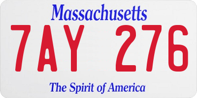 MA license plate 7AY276