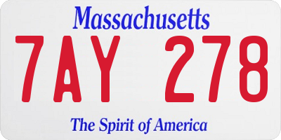 MA license plate 7AY278
