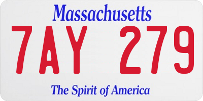 MA license plate 7AY279