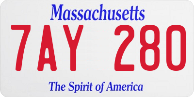 MA license plate 7AY280