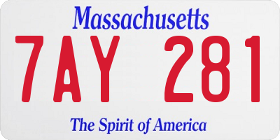 MA license plate 7AY281