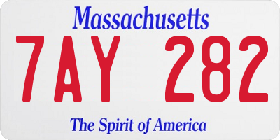 MA license plate 7AY282