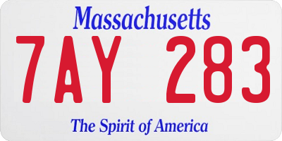MA license plate 7AY283