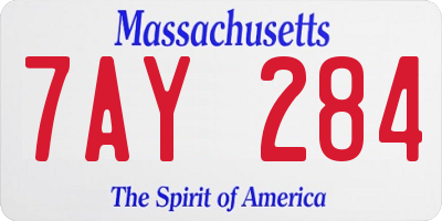 MA license plate 7AY284