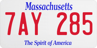 MA license plate 7AY285
