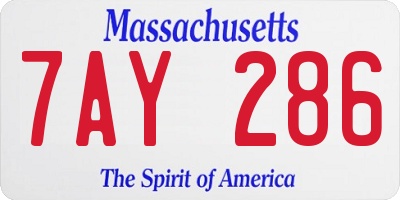 MA license plate 7AY286