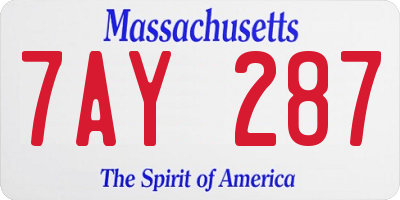 MA license plate 7AY287