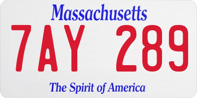 MA license plate 7AY289