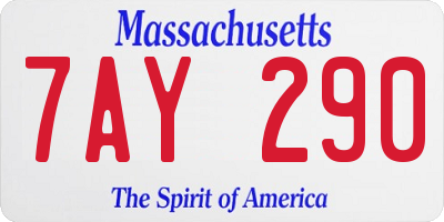 MA license plate 7AY290