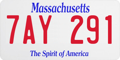 MA license plate 7AY291