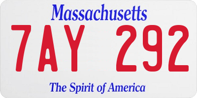 MA license plate 7AY292