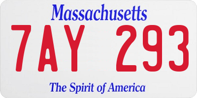 MA license plate 7AY293
