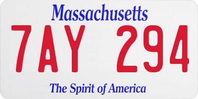 MA license plate 7AY294