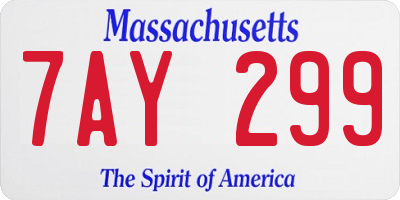 MA license plate 7AY299