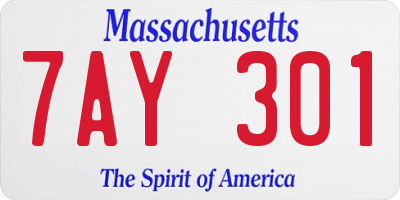MA license plate 7AY301