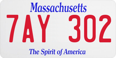 MA license plate 7AY302