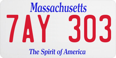 MA license plate 7AY303