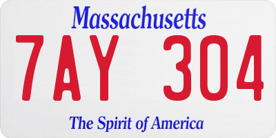 MA license plate 7AY304